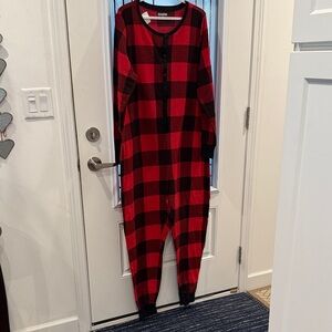 Red and Black Plaid Kids One Piece